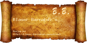 Blaser Barnabás névjegykártya